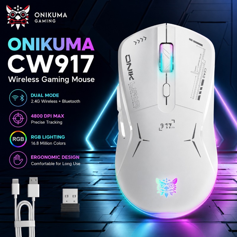 Es5 Esports Rgb Gaming Mouse - فأرة ألعاب ONIKUMA CW917 لاسلكية/سلكية ثنائية