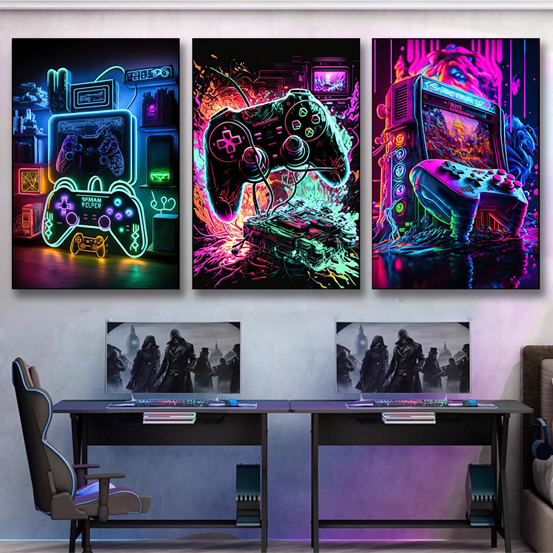 ملصق فني حائطي عصري بتصميم نيو - مراجعة Esports Gaming Houses وسعره