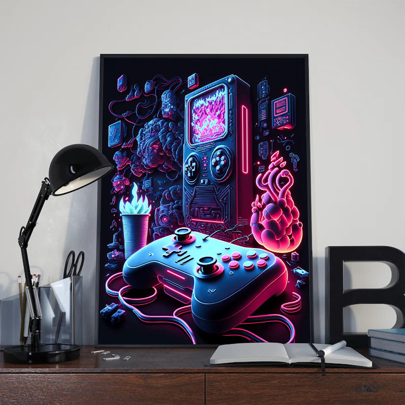 ملصق فني حائطي عصري بتصميم نيو - مراجعة Esports Gaming Houses وسعره