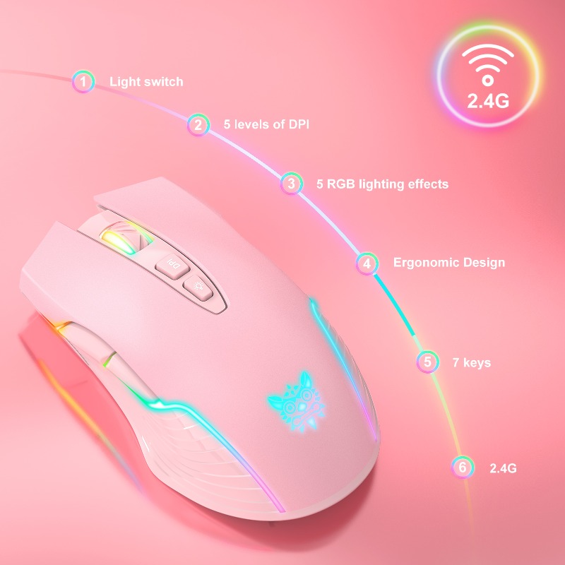 فأرة ألعاب لاسلكية/سلكية ONIKU - مراجعة Es5 Esports Rgb Gaming Mouse وسعره
