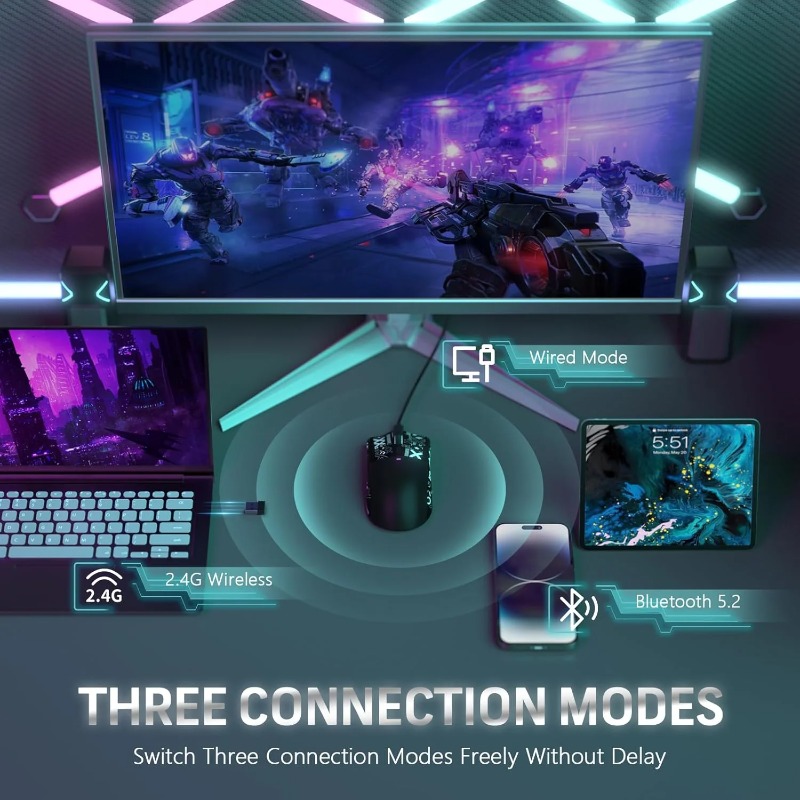 ماوس الألعاب اللاسلكي ATTACK S - مراجعة Es5 Esports Rgb Gaming Mouse وسعره