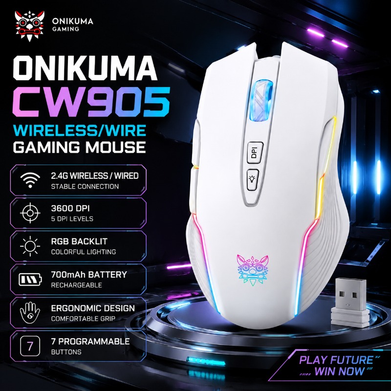 فأرة ألعاب لاسلكية ONIKUMA CW9 - مراجعة Es5 Esports Rgb Gaming Mouse وسعره